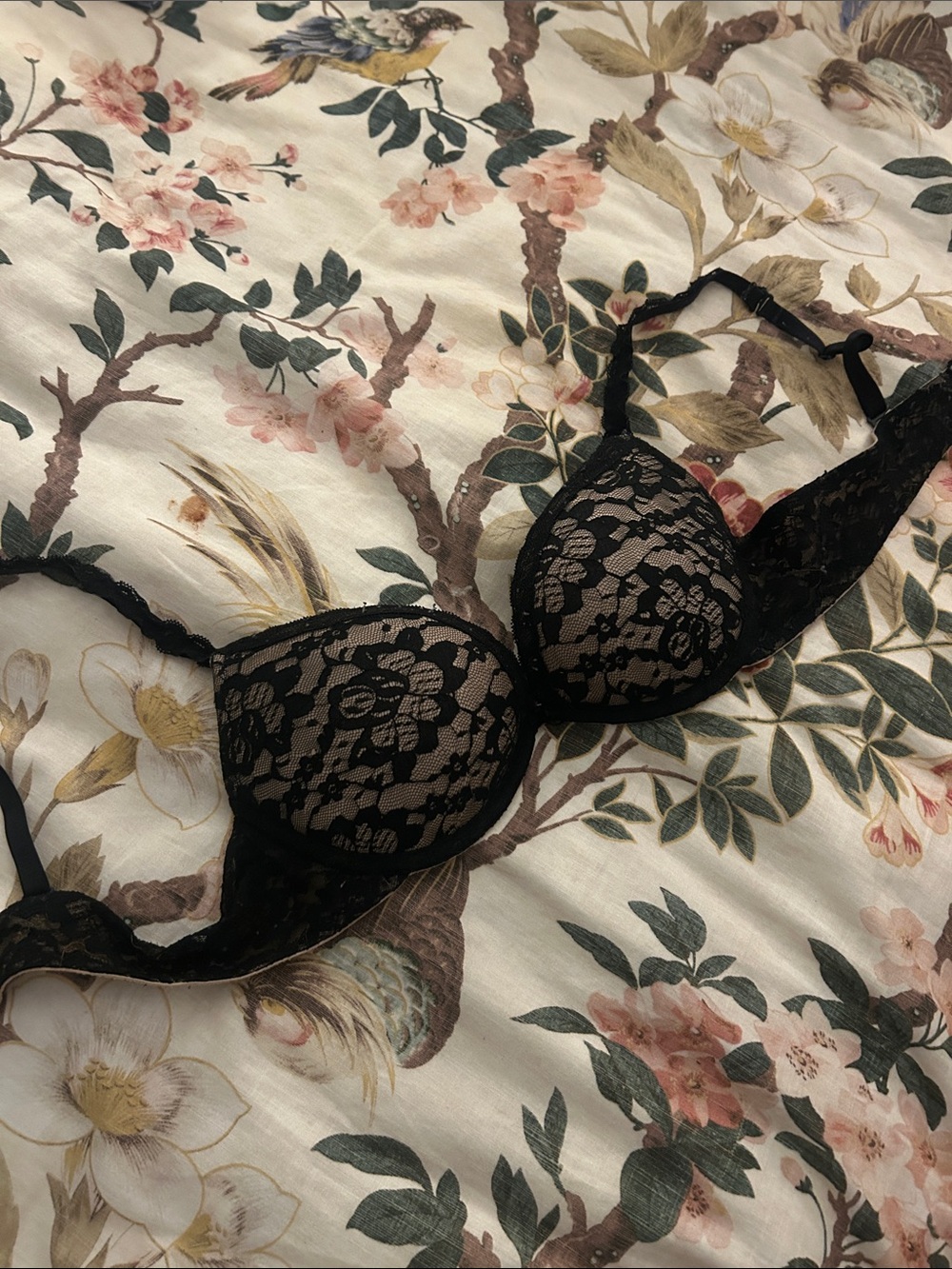 aerie Black Lace Demi Push-Up Bra